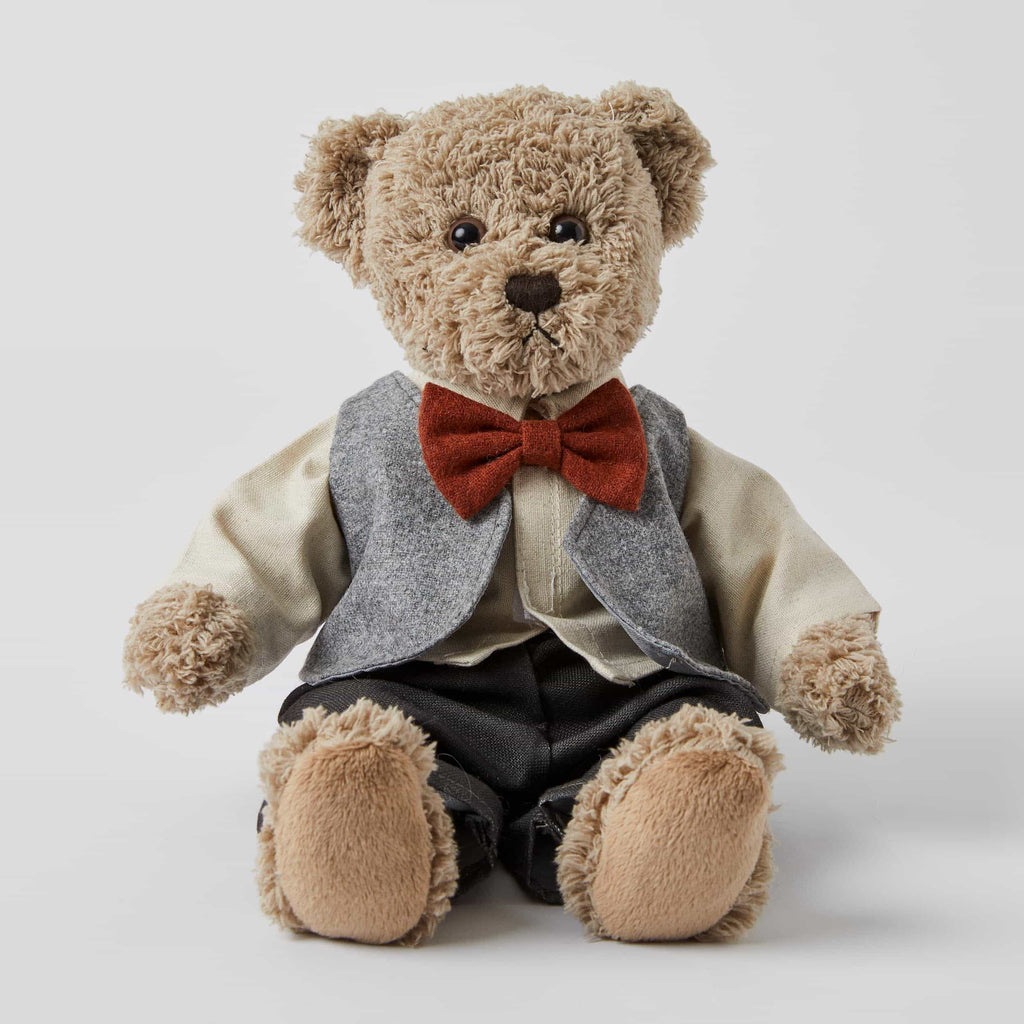 Notting Hill Bear – William with Grey vest, shirt and red bow tie