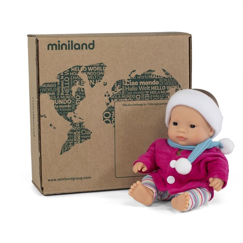 Miniland Doll &#8211; Anatomically Correct Baby, Asian Girl and Outfit Boxed, 21 cm (UNDRESSED)