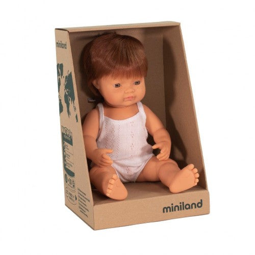 Miniland Doll &#8211; Anatomically Correct Baby, Caucasian Boy, Red Head, 38 cm