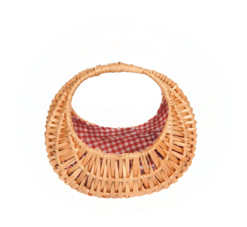 Wicker Oval Basket with Red Vichy Lining